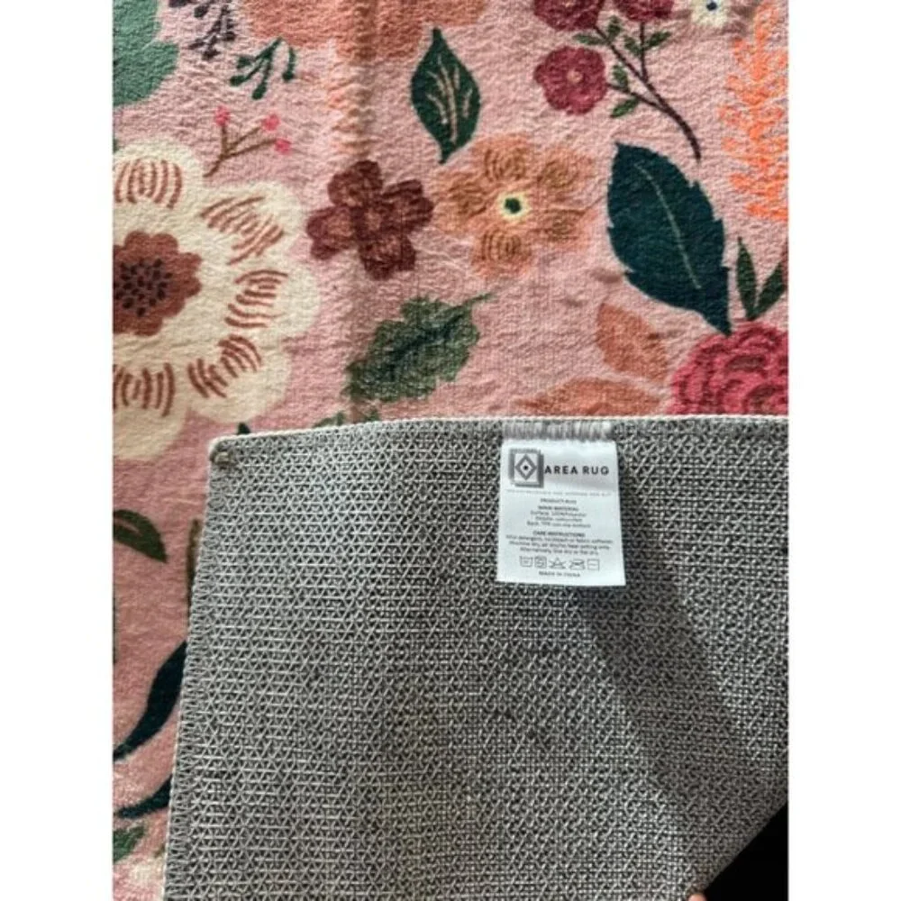 Non Slip 2 x 6 Pink Washable Runner Rugs with Rubber Backing Soft Floral Carpet